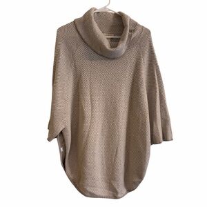 LOFT Cowl Neck Poncho, tan